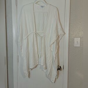 Blue Island White Open Tie Cover Up